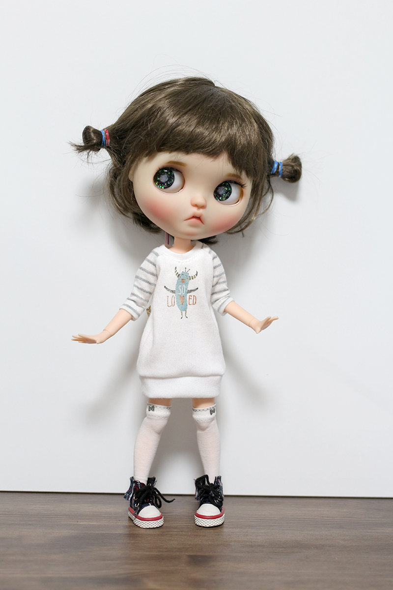 Blythe pullip doll clothes outfit - So loved raglan long T-shirt