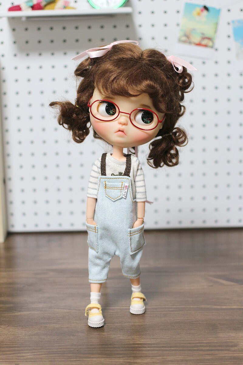 Blythe pullip doll clothes - Light Washing Overalls
