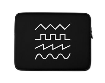 Waveform Laptop Case or Synth Bag, Patch Cable Holder, Modular Synthesizer, Eurorack, Small Synth Travel Bag Black