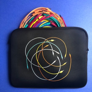 Patch Cable Laptop Case or Synth Bag, Modular Synthesizer, Eurorack, Small Synth Travel Bag Black
