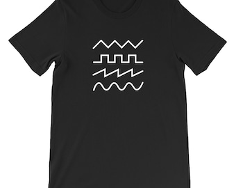 Synth Oscillator T-Shirt, Saw, Square, Triangle and Sine Wave, Synthesizer, Synthwave, Waveform Tee