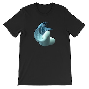 T-shirt med abstrakt vintagestil och datorkonstdesign, 3D-geometrisk generativ konst