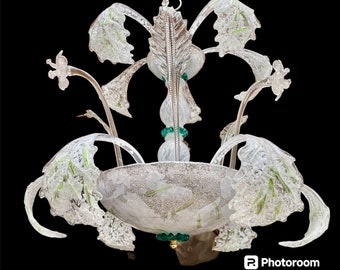 Amazing Art Deco Ninfea Murano glass chandelier by Barovier, 1940