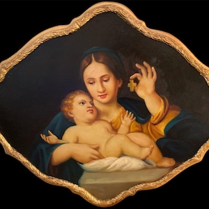 iconic Madonna and Child sacred art painted on wood