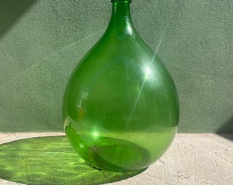 Large Blown Green Glass Lady - 50 Liter Demijohn