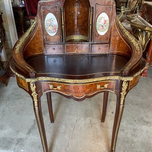 Refined Secretary Desk Toilet French Of Xx Century Style Louis XV Wood & Bronze