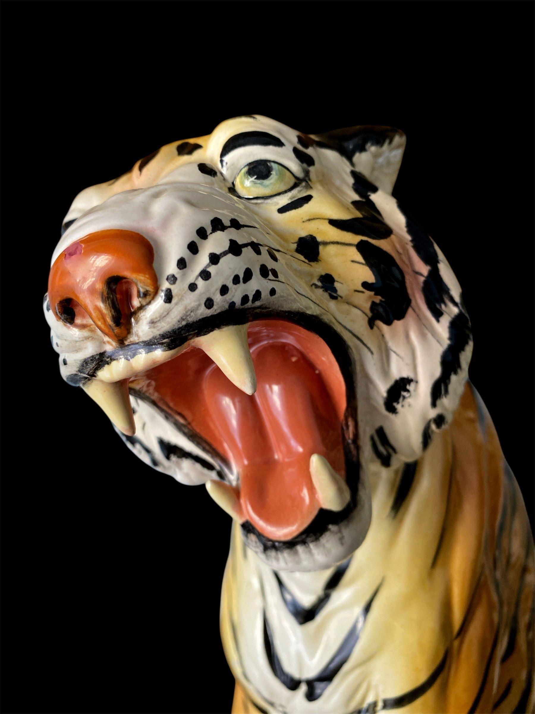 希少　虎　陶器 1960年代/1970年代のヴィンテージ陶器製虎 – 高さ44 cm – 象徴的で希少