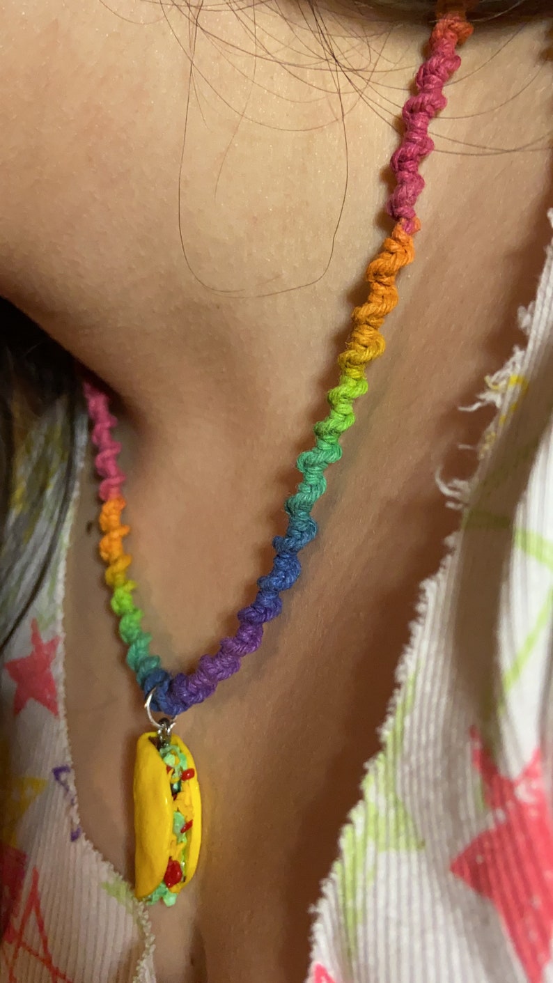 Taco hemp necklace and taco earrings