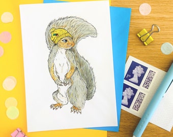 Cute Grey Squirrel Card | Animal Card | Nature Card | Wildlife Card
