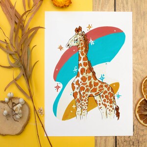 Colorful Giraffe Illustration Art Print