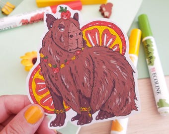Orange Capybara Vinyl Sticker