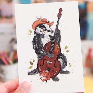 Bourbon the Badger A6 Postcard