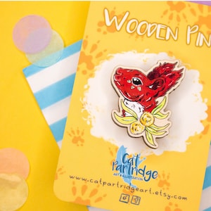 Red Squirrel Wooden Pin | Animal Pin
