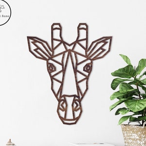 Giraffe Geometric Head - Wooden Wall Art - Home Nursery - Animal Safari - Africa Wildlife