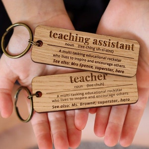 Teacher Teaching Assistant Personalised Wooden Keyring Teaching