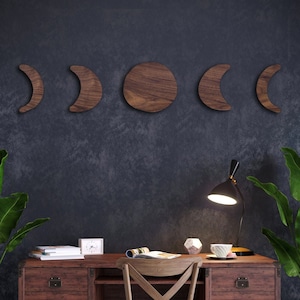 Moon Phases Wall Decor - Houten of geschilderd hout - Lunar Art Slaapkamer Leefruimte Home Decoration Lounge Keuken Gepersonaliseerd