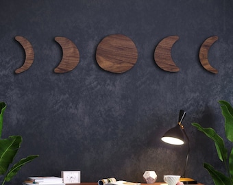 Moon Phases Wall Decor - Wooden or Painted Wood - Lunar Art Bedroom Living Space Home Decoration Lounge Kitchen Personalised