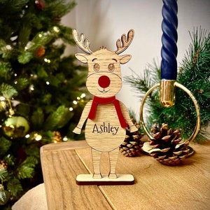 Kerst gepersonaliseerde Rudolph met rode neus | Decoratie | Instelling plaatsnaam