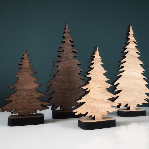 Christmas Wooden Trees - Set of 4 - Home Decor / Winter  / Decoration / Woodland