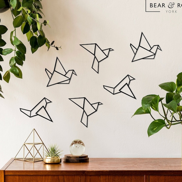 Origami Birds Wall Decor - 6mm Thick - Art Bedroom Living Room Kitchen Nursery Decoration Kids Baby Room Wall Door Home