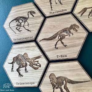 Dinosaur Wall Decor Fossil Bones Wooden Art / Plaque - Nursery / Kids / Children Room Decor Nature Wood Gift