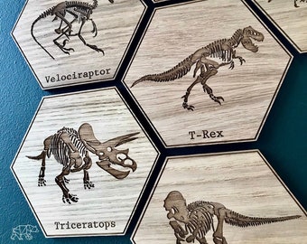 Dinosaur Wall Decor Fossil Bones Wooden Art / Plaque - Nursery / Kids / Children Room Decor Nature Wood Gift