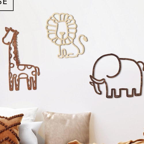 Safari Trio Wall Nursery Decor / Home / Kids / Animals / Etsy UK