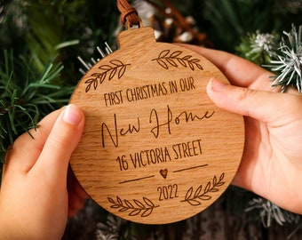 Personalised Wooden New Home Bauble / First Christmas / Decoration / Tree / Home / Family Gift