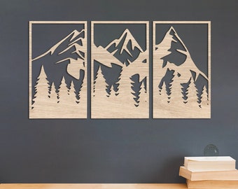 Forest Mountain Trio Wall Panel Decor Set