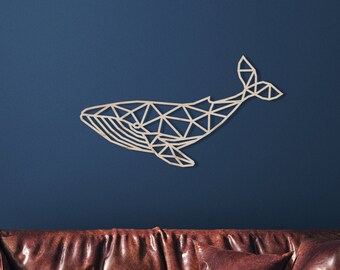 Geometric Whale Wooden Wall Art: Nursery Decor