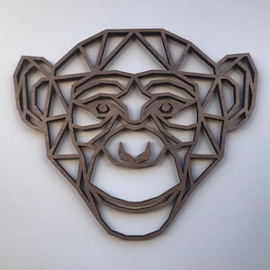 Geometric Monkey Head - Wooden Wall Art - Home Nursery