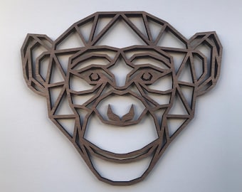 Geometric Monkey Head - Wooden Wall Art - Home Nursery