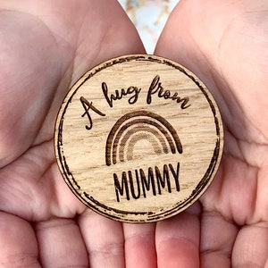 Start School Gift Hug Personalised Token -  School Worry Brave Anxiety Gift - First Day - Wooden Oak Lockdown Family Love Nursery Stay Home