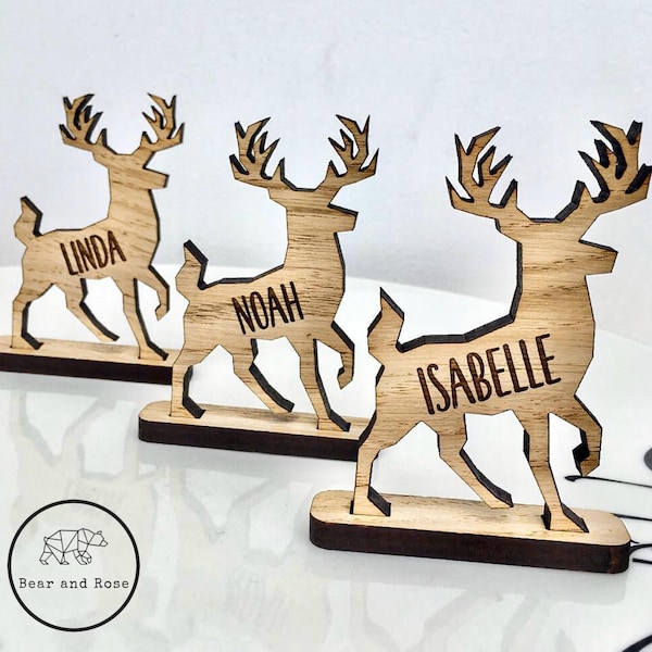 Christmas Personalised Reindeer decorations Stag Place Names