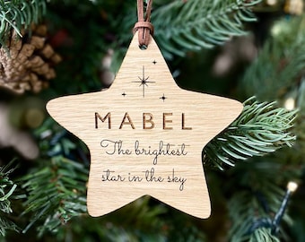 Christmas Personalised Brightest Star In The Sky Bauble - Memorial Tree Decoration Bereavement Family