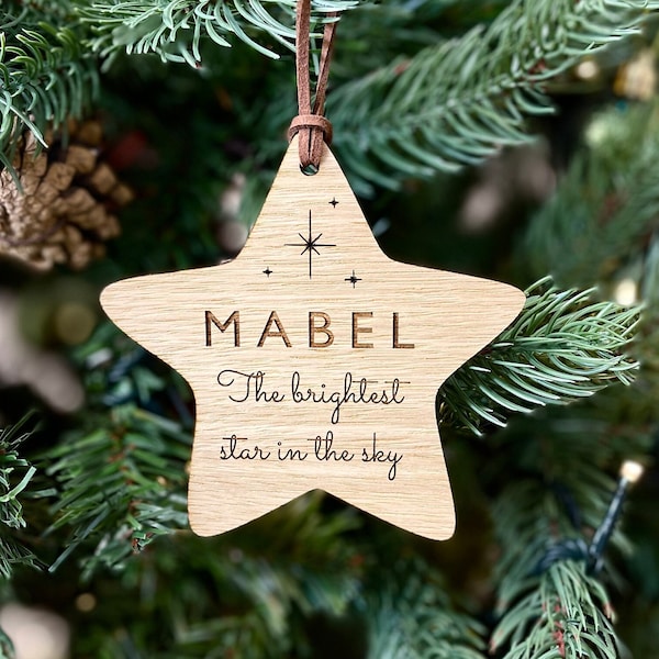 Christmas Personalised Brightest Star In The Sky Bauble - Memorial Tree Decoration Bereavement Family