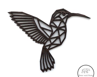 Geometric Hummingbird - Wooden Wall Art - Home Nursery - Animal - Wildlife - Bird