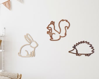 Wooden Nursery Wall Decor - Woodland Animals Trio - Forest Animals