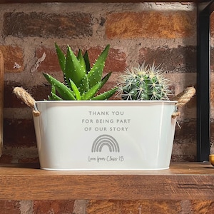 Macetero de metal personalizado - Regalo de maestro de maceta de agradecimiento - Regalo de jardinería para amantes de las plantas - Diseño 5