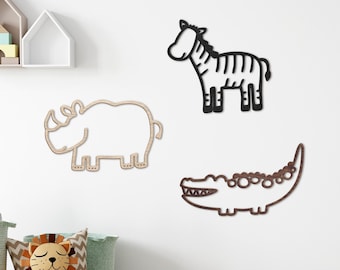 Safari Watering Hole Trio | Wall Nursery | Decor | Home | Kids | Animals | Children Room | Jungle Scandi Artwork