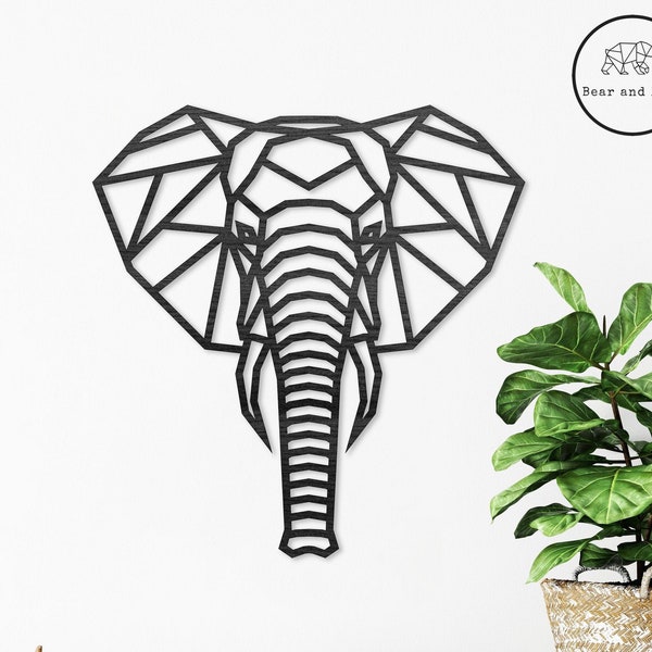 Elephant Wall Decor Art Wooden Decoration - Home Nursery -  Animal Safari - Africa Wildlife