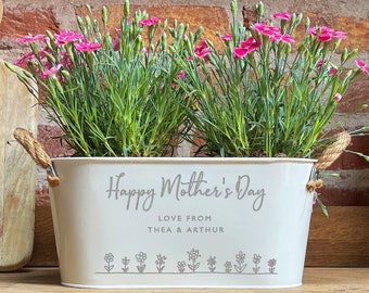 Moederdag Gepersonaliseerde Planter - "Happy Mothers Day" - Cadeau Leraar Mama Oma Grootouder Vriend