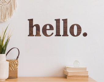 hello. Wall Sign - Wooden - Art Hallway Entrance Kitchen Nursery Decoration Living Room Personalised Wall Door Home