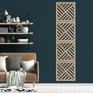 Wall Panel Decor - Diagonal Strip Wood - Style 4 - Art - Oak - Walnut - Monochrome - Art Deco - Home Living Room Divider Kitchen Interiors