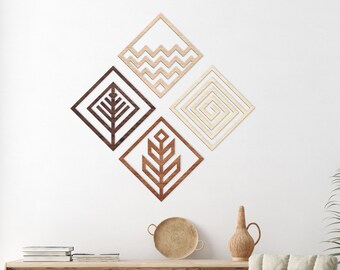Four Elements Wooden Wall Art: Abstract Home Decor