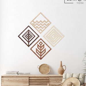 Four Elements Wooden Wall Art - 6mm Thick - Abstract Natural Art Bedroom Living Space Home Decoration Lounge Kitchen Personalised Zodiac
