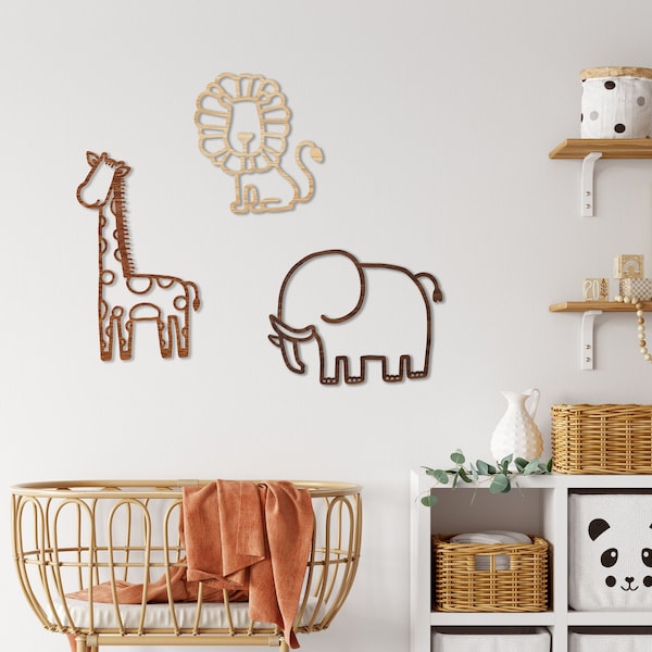 Safari Trio Wall Nursery - Decor / Home / Kids / Animals / Children Room