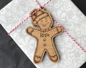 Christmas Gingerbread Man Personalised Gift Tag Decoration / Gift Present / For kids / Decorating / Giftwrap / Wrapping