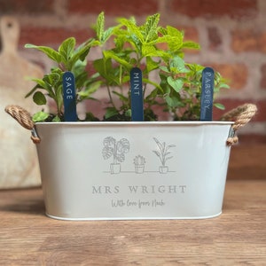 Jardinière en métal personnalisée - Pot de fleurs de remerciement pour professeur - Cadeau de jardinage pour les amateurs de plantes - Modèle 10