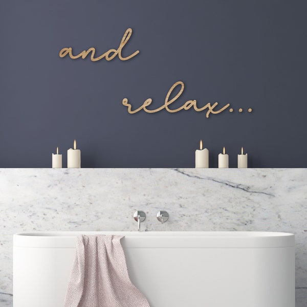 and relax... sign wooden Bathroom Wall Decor - Shower Bath Relaxation